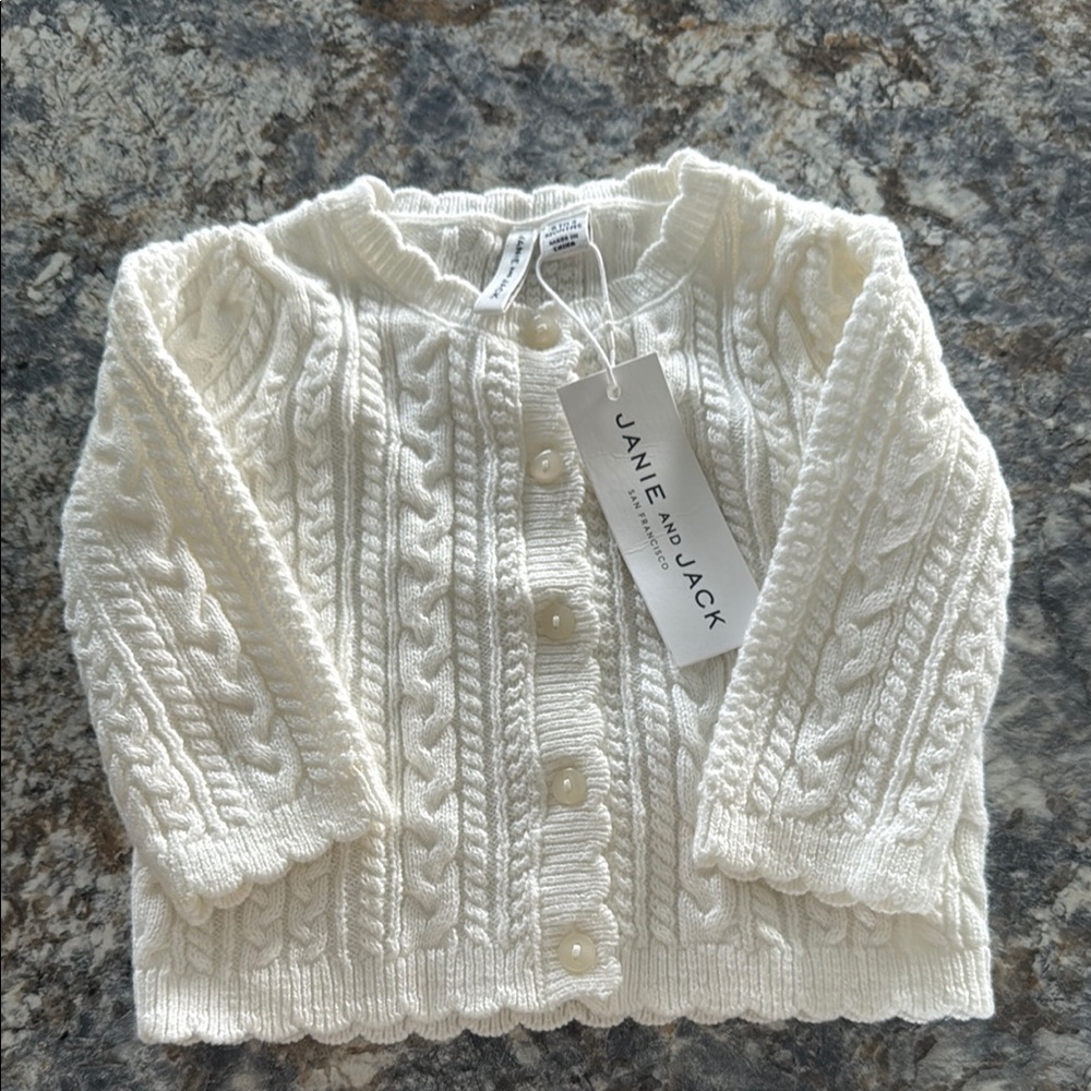 Janie and Jack White Cable Knit Cardigan